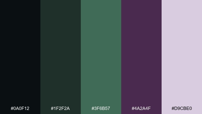 nightcap violet fern fantasy forest color palette with hex codes