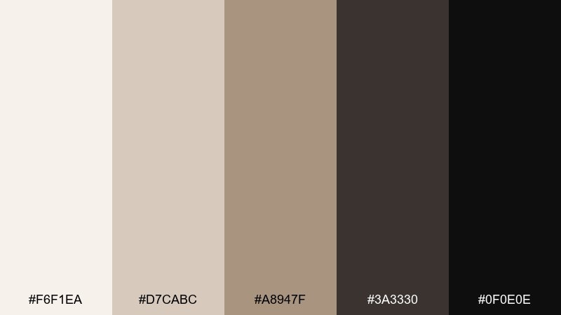 nightfall beige color palette with hex codes