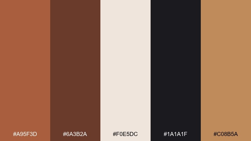 nightfall bronze bar menu copper bronze color palette with hex codes