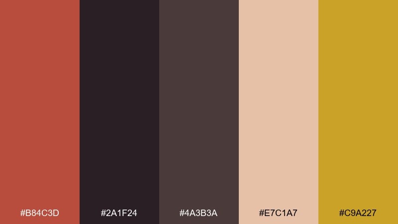 nightfall ember dark coral color palette with hex codes