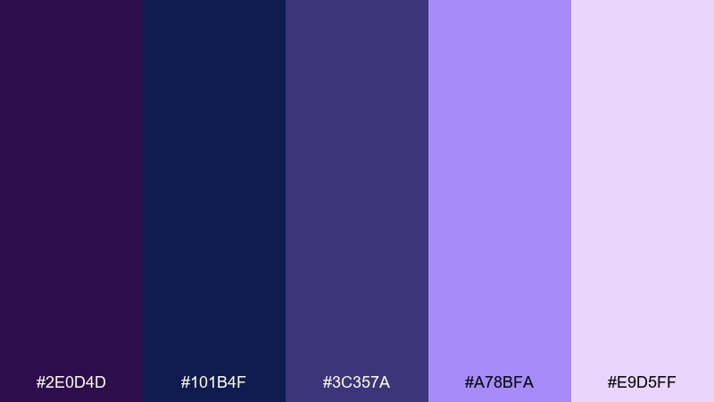 nightfall lavender color palette with hex codes