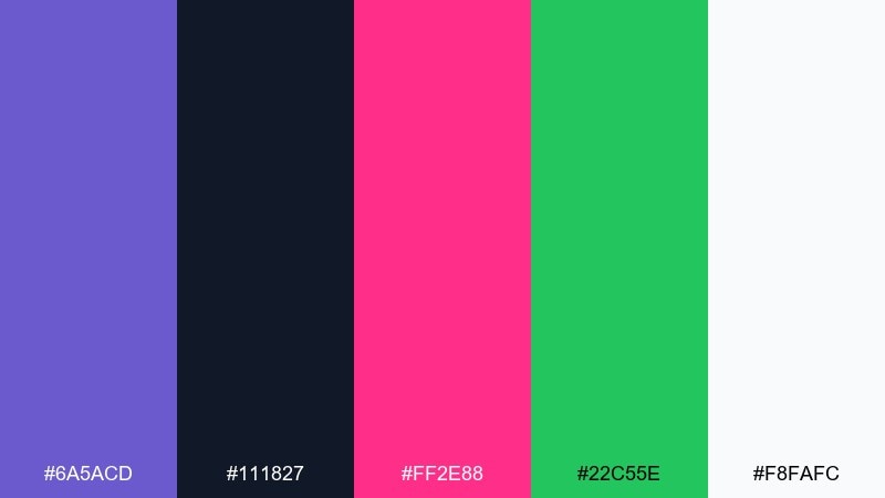 nightfall neon slate blue color palette with hex codes