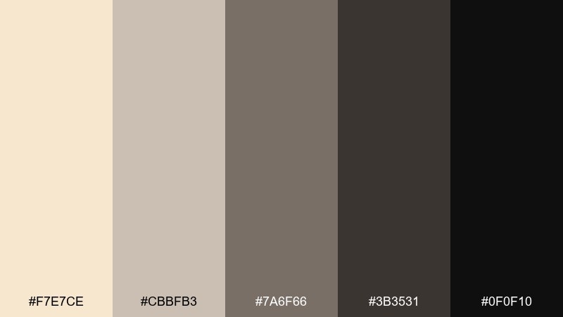 nightfall neutrals color palette with hex codes