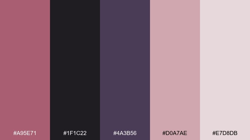 nightfall rose color palette with hex codes