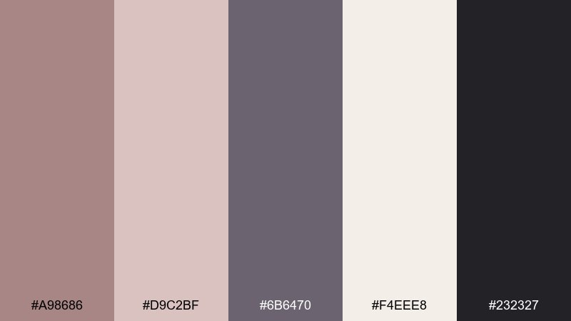nightfall rose taupe color palette with hex codes