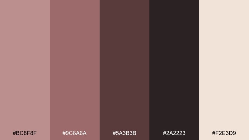 nightfall rosewood rosy brown color palette with hex codes