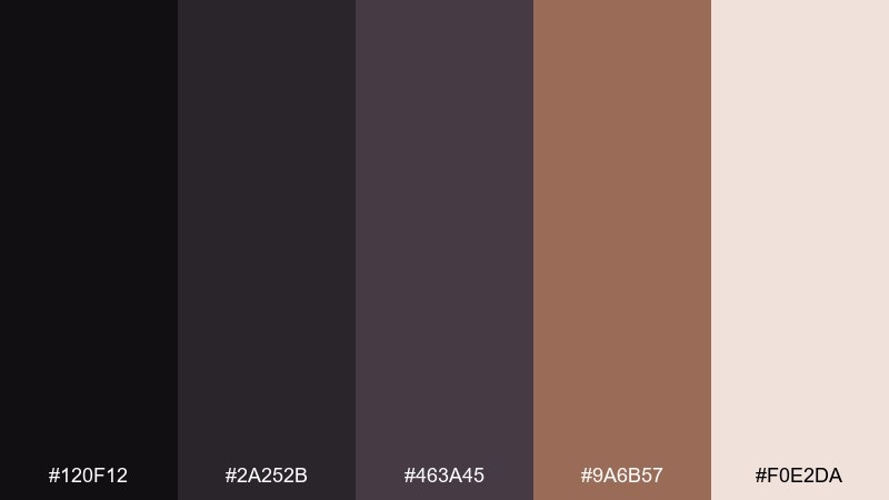 nocturne copper shadow color palette with hex codes