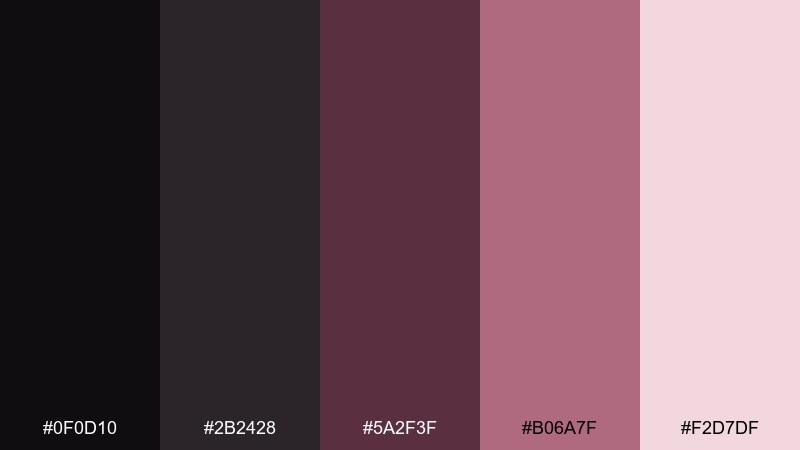 noir blush black rose color palette with hex codes
