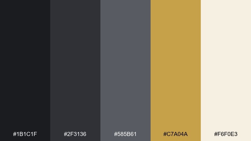 noir gold accent dark gray color palette with hex codes