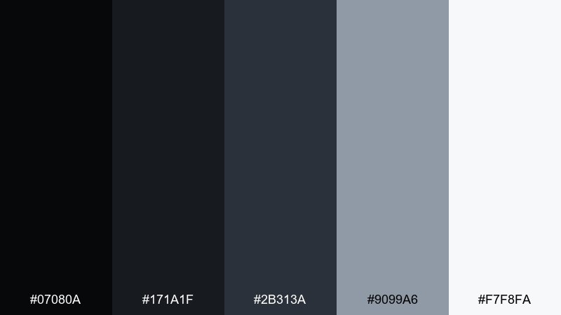 noir notebook color palette with hex codes