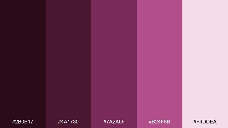 noir orchid wine color palette with hex codes