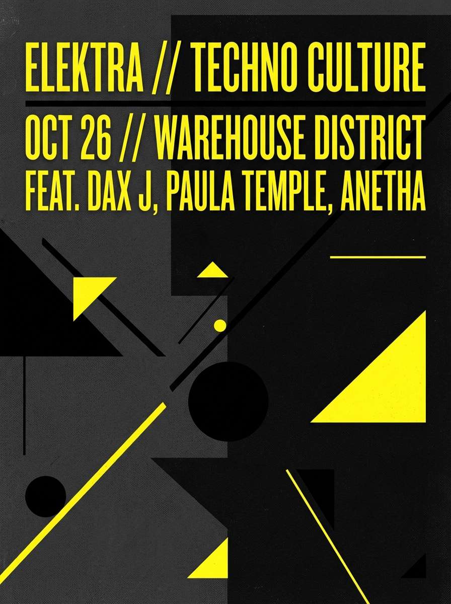 dark poster with lemon yellow type