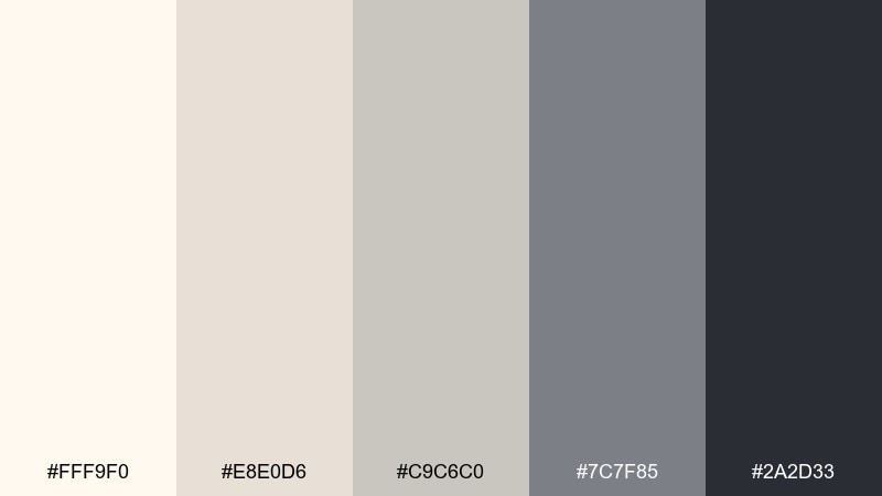 nordic fog white ivory color palette with hex codes