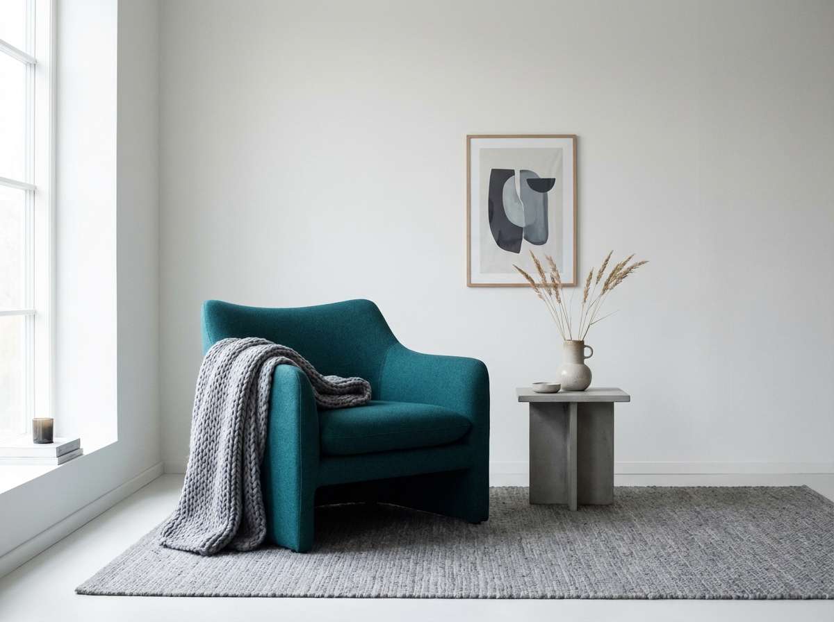 nordic room with teal accent