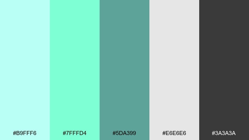 nordic ice aquamarine color palette with hex codes