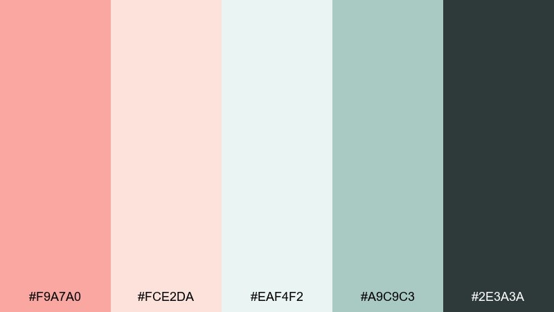 nordic pastel salmon pink color palette with hex codes