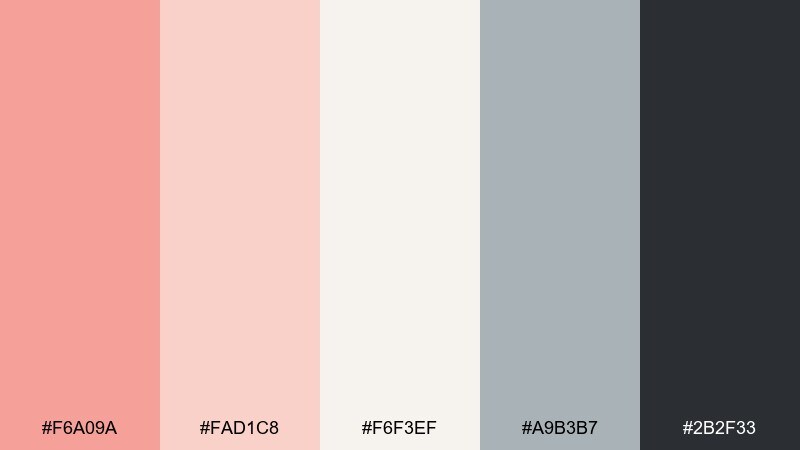 nordic peach salmon peach color palette with hex codes