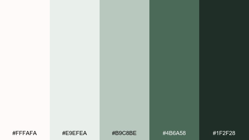 nordic pine snow white color palette with hex codes