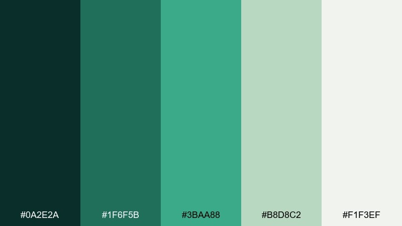 nordic spruce teal blue green color palette with hex codes
