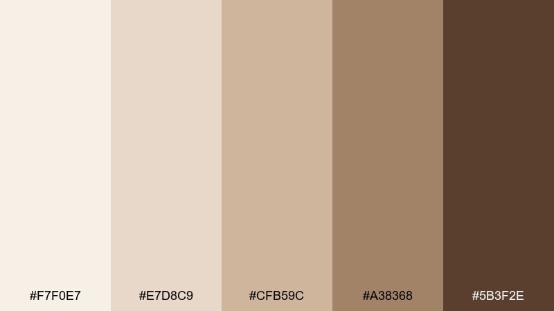 nougat beige coffee cream color palette with hex codes