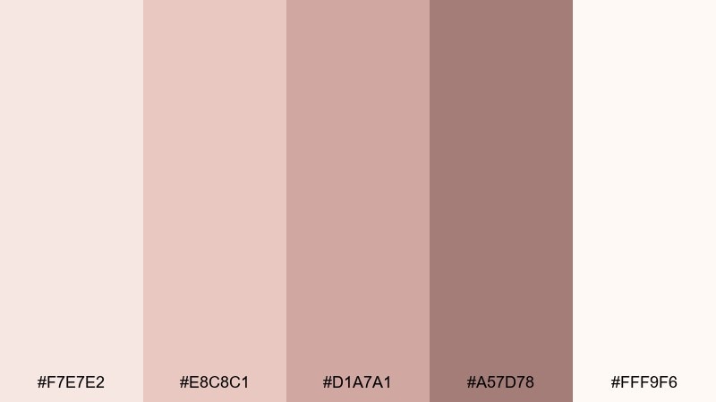 nude rose quartz color palette with hex codes