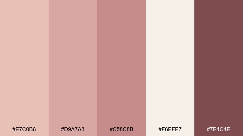 nude rose studio color palette with hex codes