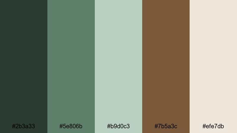 oak and eucalyptus color palette with hex codes