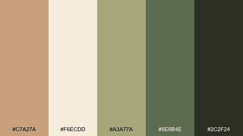oat & olive color palette with hex codes