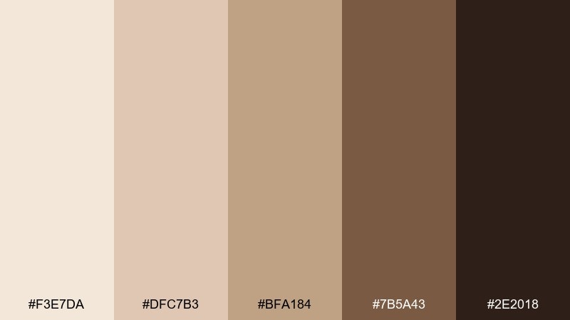 oat milk mocha coffee cream color palette with hex codes