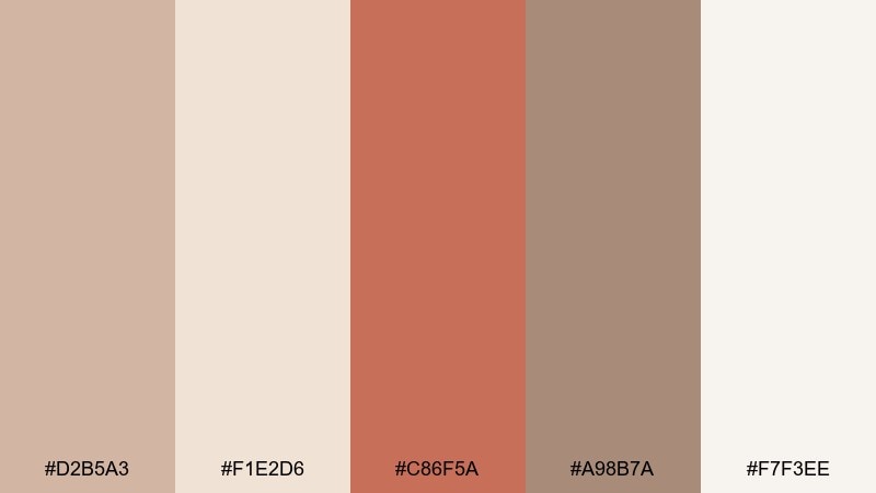 oatmilk terracotta pastel brown color palette with hex codes