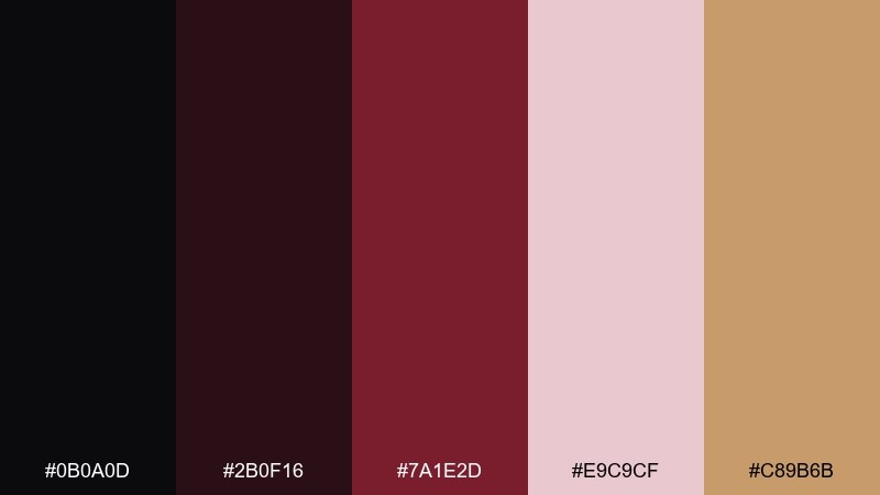 obsidian cherry glamorous color palette with hex codes
