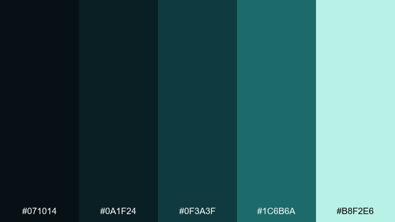 obsidian teal color palette with hex codes