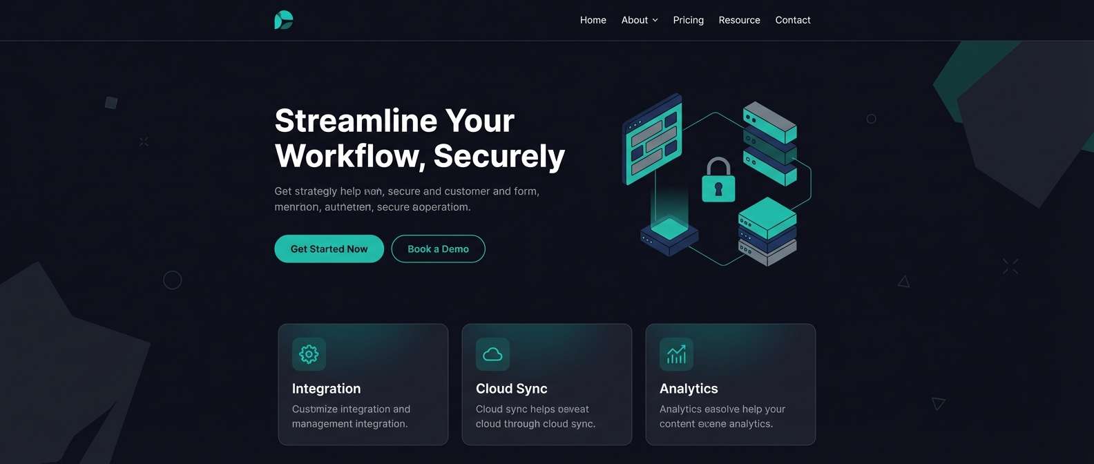 teal saas hero section