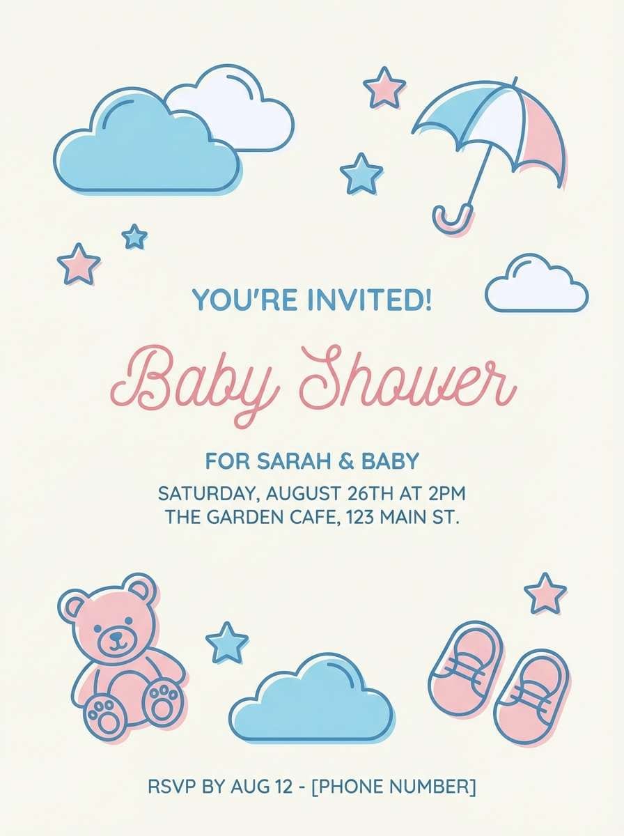 pastel baby shower invite