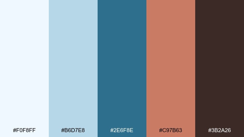 ocean copper alice blue color palette with hex codes