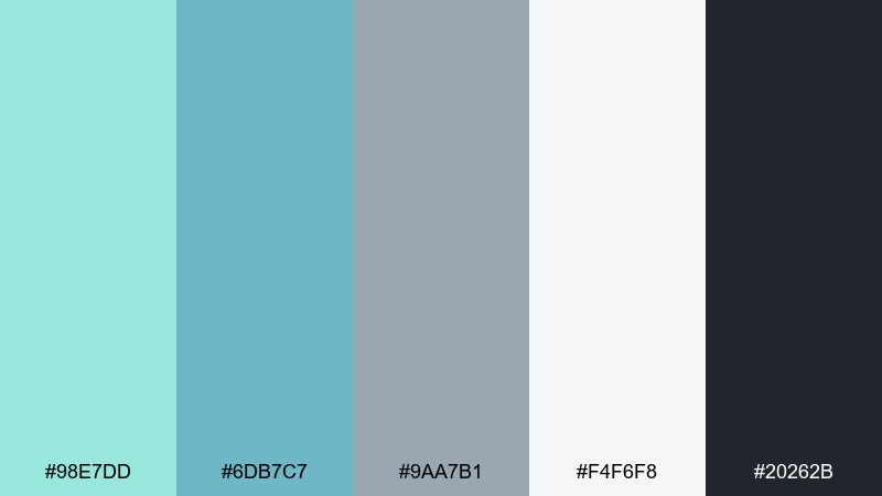 ocean fog editorial color palette with hex codes