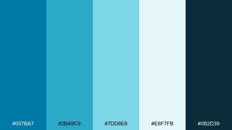 ocean glass cerulean color palette with hex codes