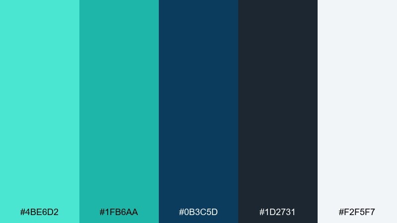 ocean ink branding aquamarine color palette with hex codes