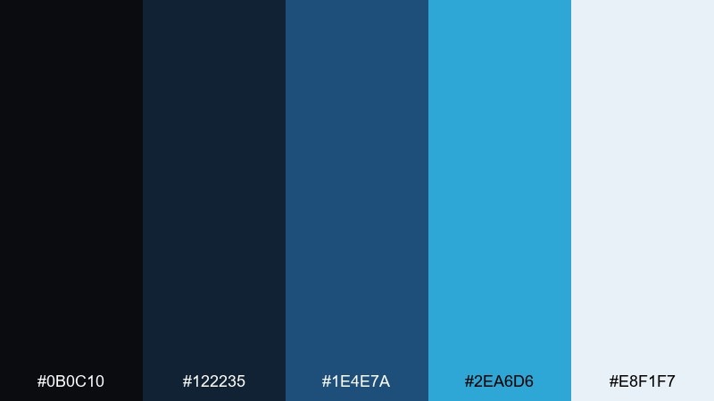 ocean ledger color palette with hex codes