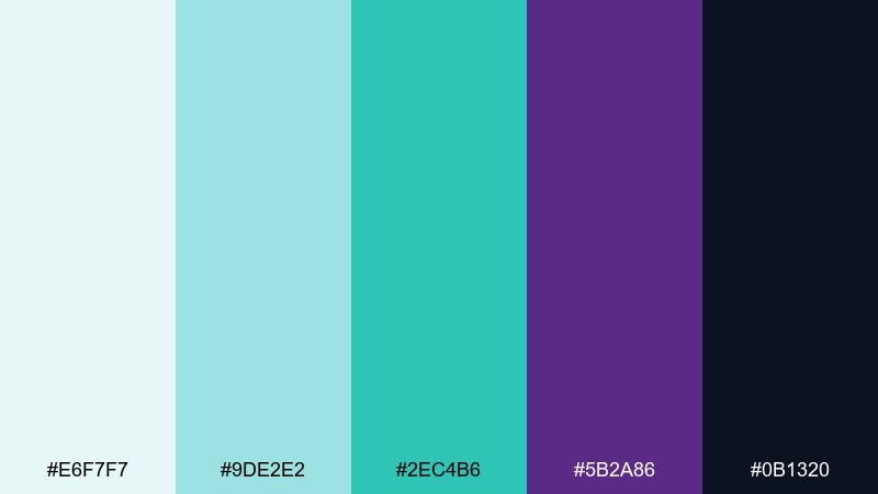 ocean teal accent instagram color palette with hex codes