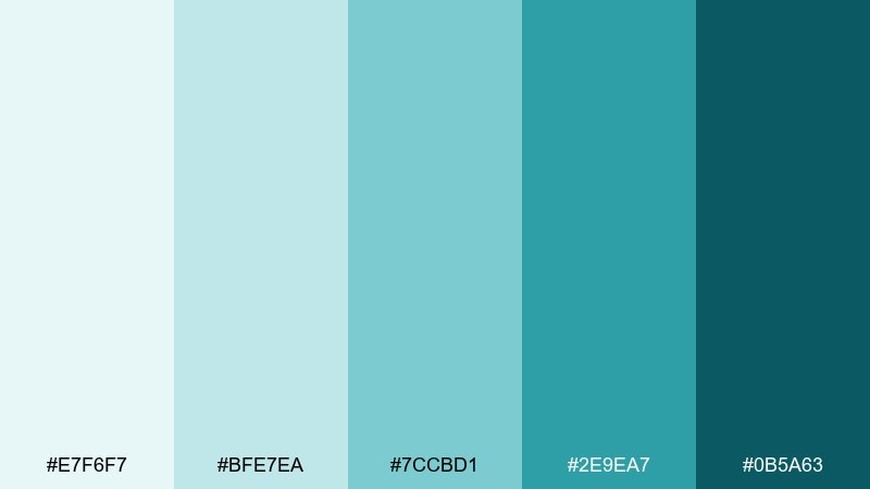 ocean teal monochromatic color palette with hex codes