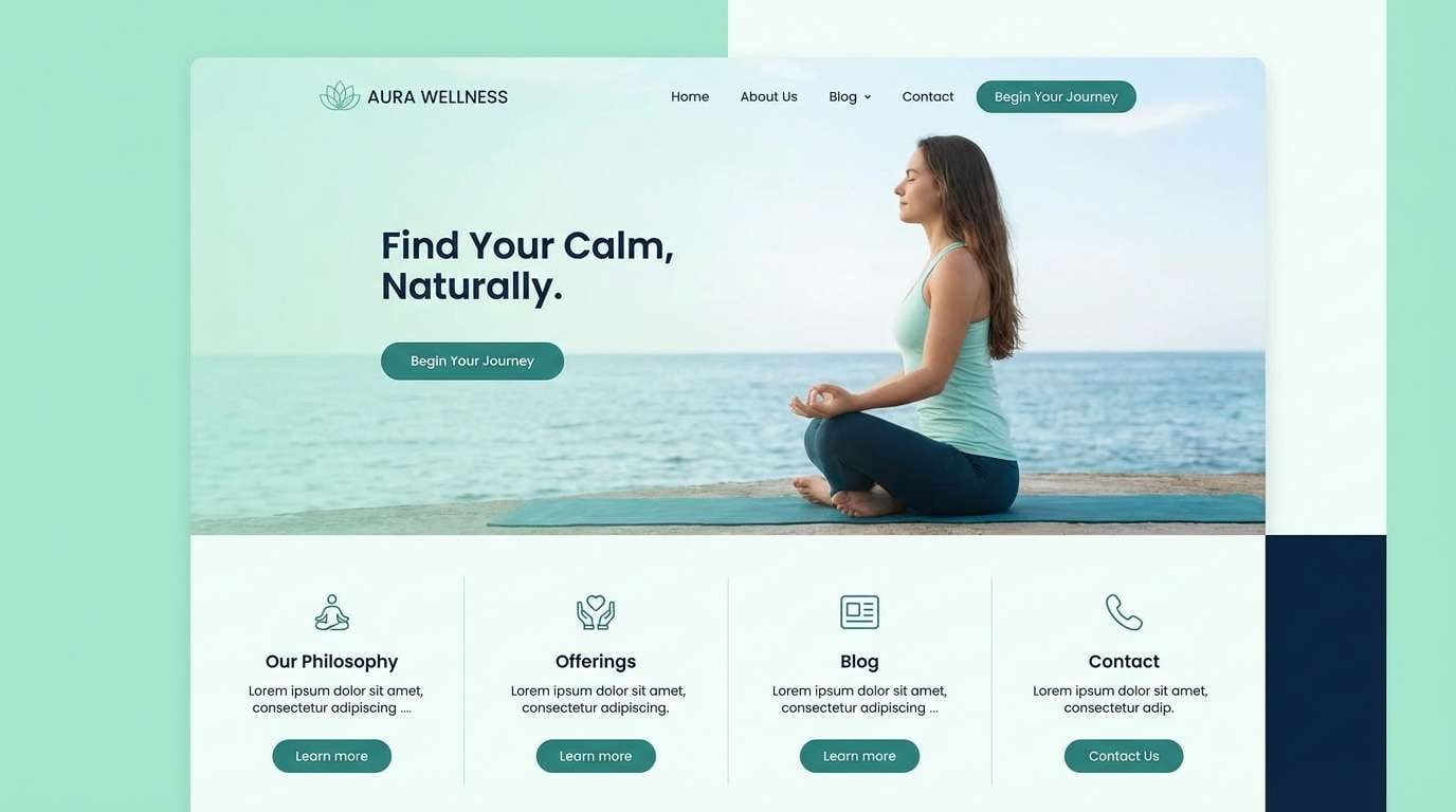wellness landing ui mockup