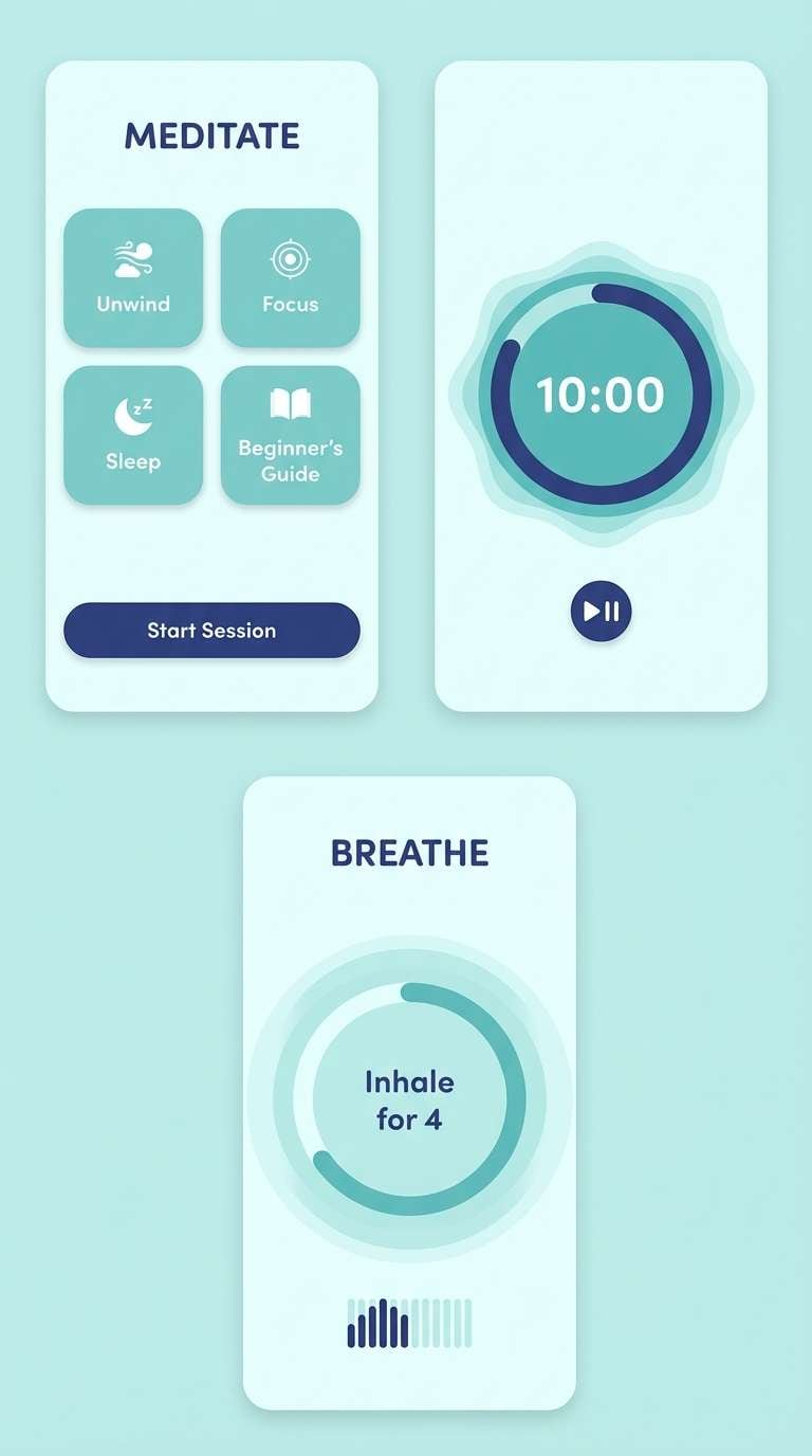 meditation app ui screens