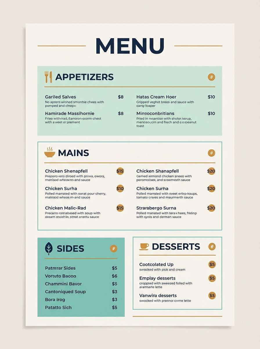 modern restaurant menu design