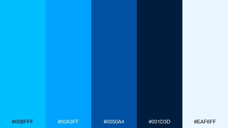 oceanic gradient deep sky blue color palette with hex codes