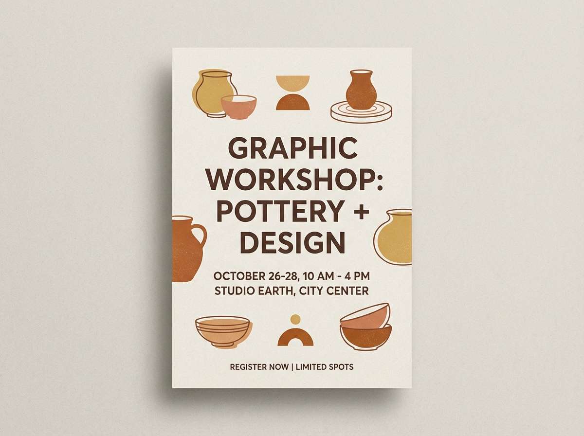 autumn ceramic workshop flyer