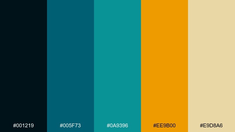 octopus ink coral reef color palette with hex codes