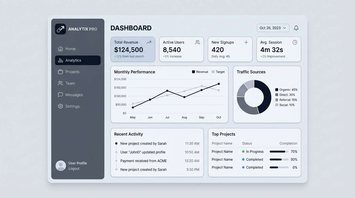 saas dashboard ui in neutrals
