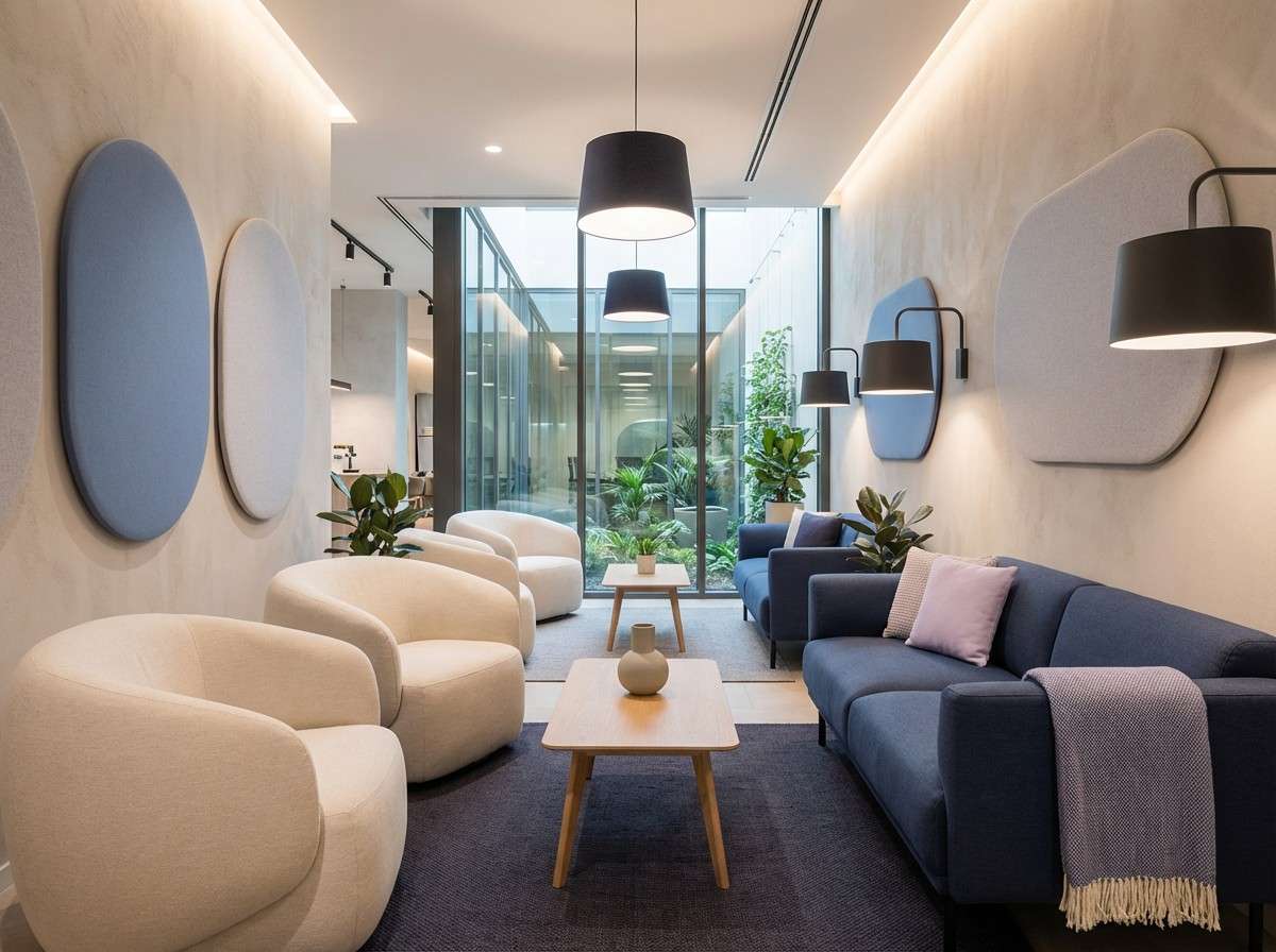 lavender gray office lounge