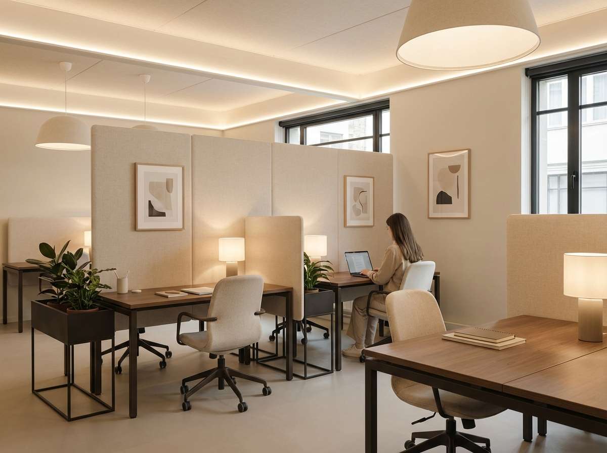 warm neutral coworking office